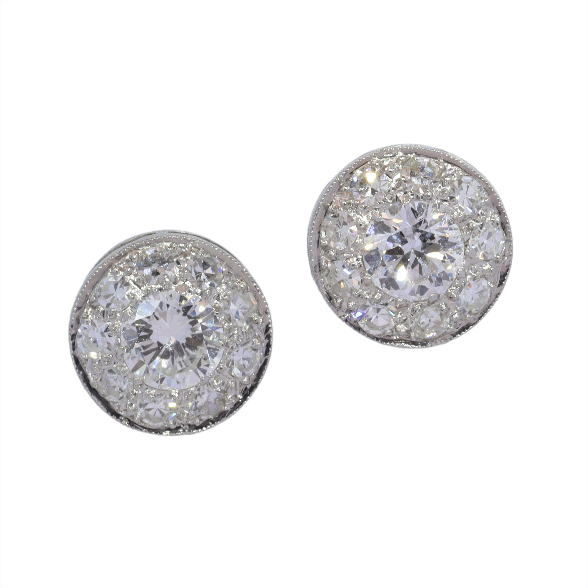 Fifties Platinum Stud Earrings  Radiating Subtle Deco Glamour